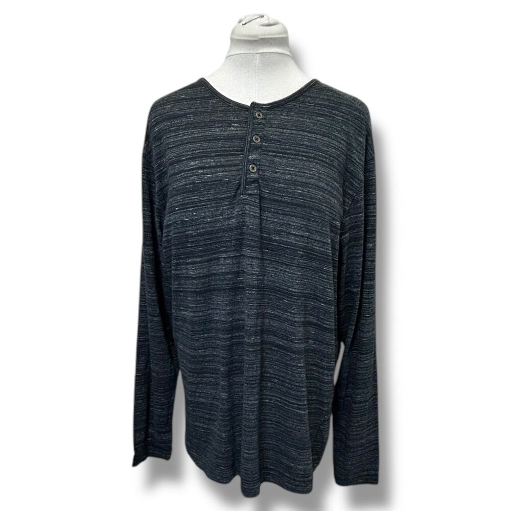 One Day Away Mens Long Sleeve Base-layer Henley T-Shirt, Marled Black, size XL